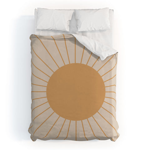 Colour Poems Minimal Sunrays Vintage White Duvet Cover