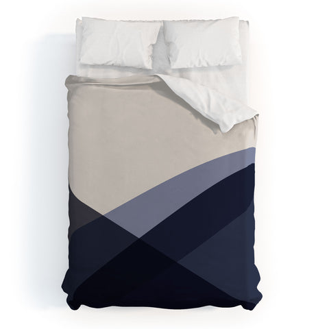 Colour Poems Minimal Waves Blue Duvet Cover