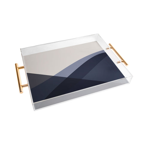 Colour Poems Minimal Waves Blue Acrylic Tray