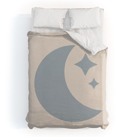 Colour Poems Moon and Stars Blue Duvet Cover