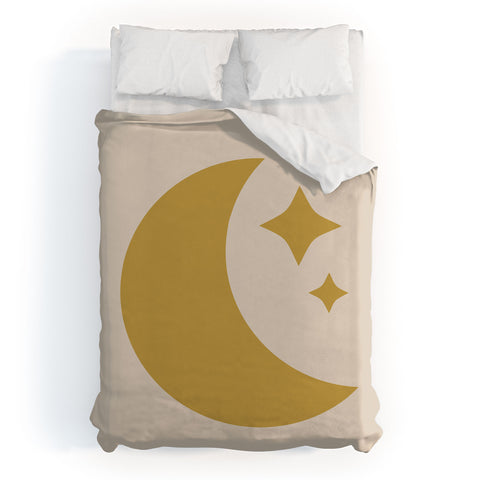 Colour Poems Moon and Stars Yellow Duvet Cover