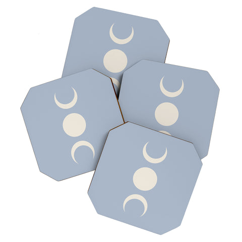 Colour Poems Moon Minimalism Blue Coaster Set