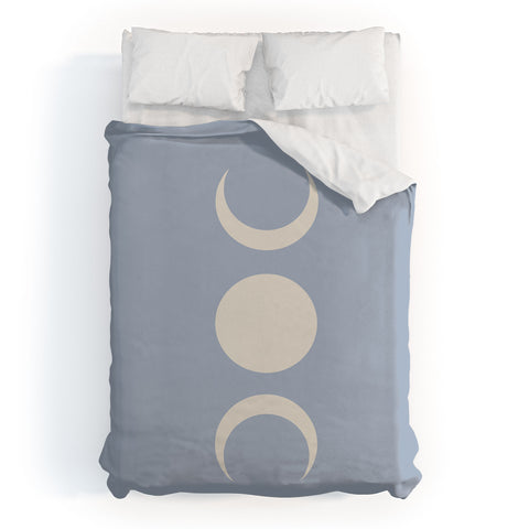 Colour Poems Moon Minimalism Blue Duvet Cover