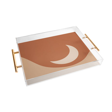Colour Poems Moon Minimalism Orange Acrylic Tray