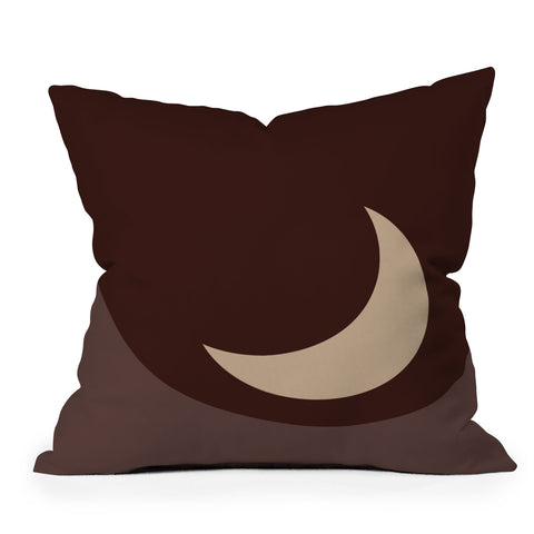 Colour Poems Moon Minimalism Red Outdoor Throw Pillow