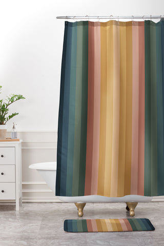 Colour Poems Multicolor Stripes IX Shower Curtain And Mat