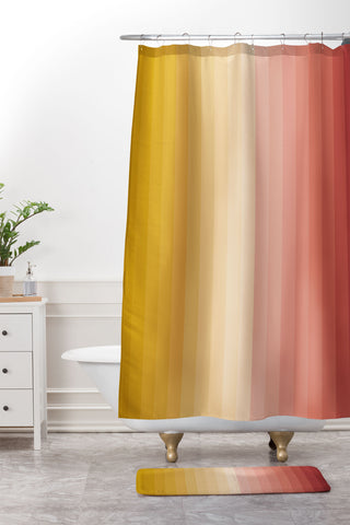 Colour Poems Multicolor Stripes XV Shower Curtain And Mat