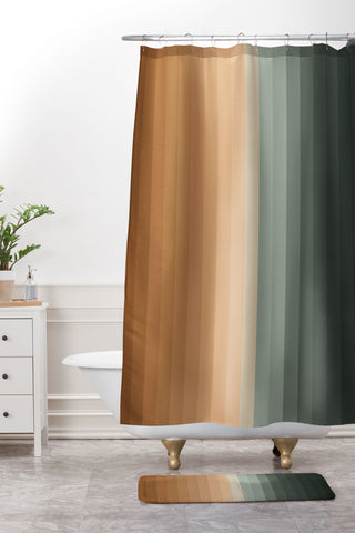 Colour Poems Multicolor Stripes XVIII Shower Curtain And Mat