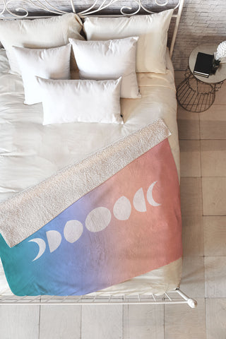 Colour Poems Ombre Moon Phases III Fleece Throw Blanket