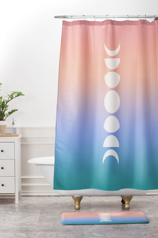 Colour Poems Ombre Moon Phases III Shower Curtain And Mat
