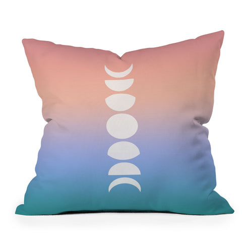 Colour Poems Ombre Moon Phases III Throw Pillow
