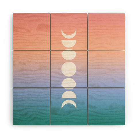 Colour Poems Ombre Moon Phases III Wood Wall Mural