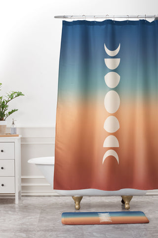 Colour Poems Ombre Moon Phases XV Shower Curtain And Mat