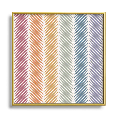 Colour Poems Palm Leaf Pattern LXIV Square Metal Framed Art Print