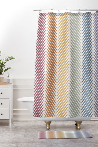 Colour Poems Palm Leaf Pattern LXIV Shower Curtain And Mat