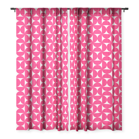 Colour Poems Patterned Shapes Viva Magenta Sheer Window Curtain