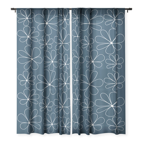 Colour Poems Retro Daisy Line Art III Sheer Non Repeat