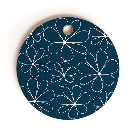 Colour Poems Retro Daisy Line Art III Cutting Board Round