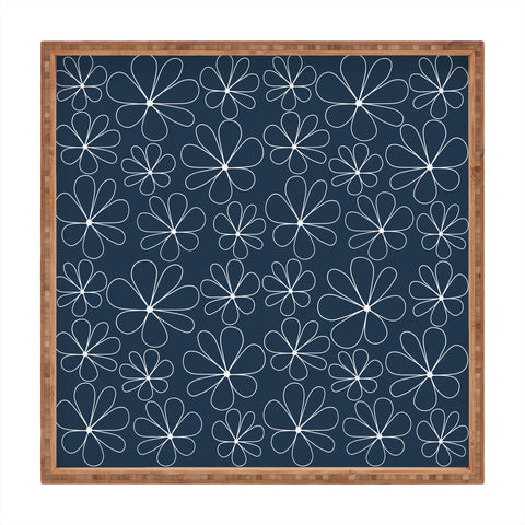 Colour Poems Retro Daisy Line Art III Square Tray