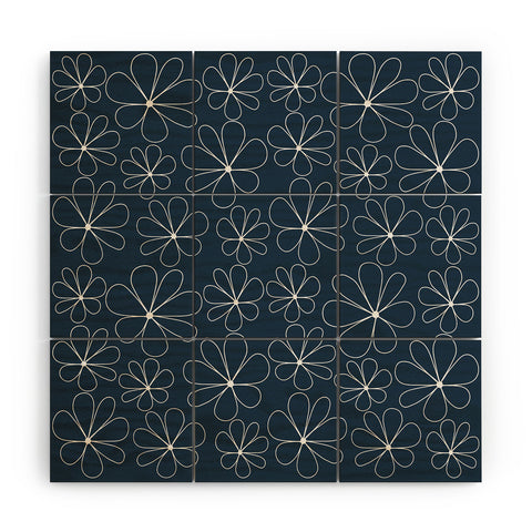 Colour Poems Retro Daisy Line Art III Wood Wall Mural