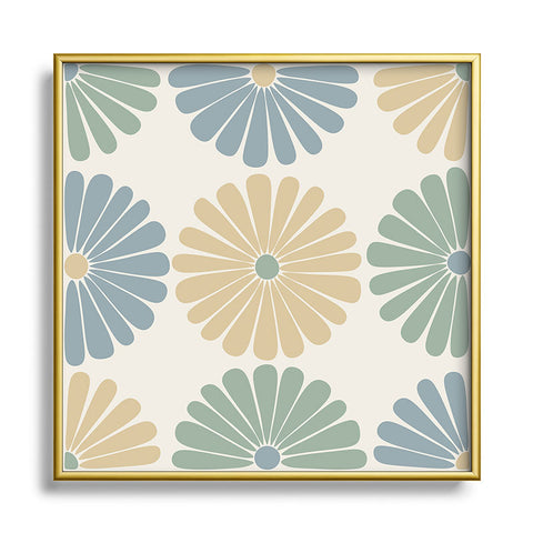 Colour Poems Retro Daisy Multicolor I Square Metal Framed Art Print
