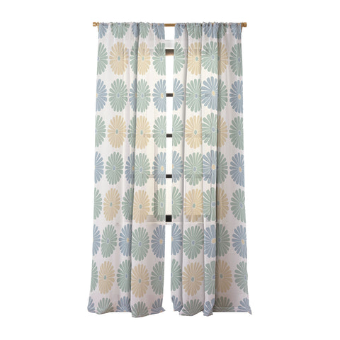 Colour Poems Retro Daisy Multicolor I Sheer Window Curtain