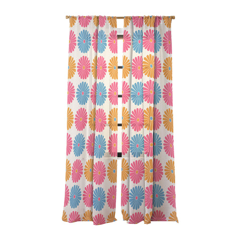 Colour Poems Retro Daisy Multicolor II Sheer Window Curtain