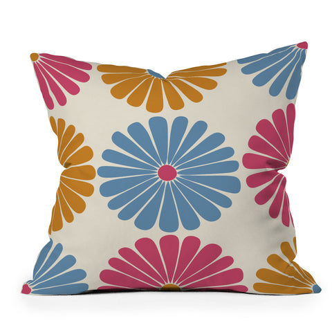 Colour Poems Retro Daisy Multicolor II Outdoor Throw Pillow
