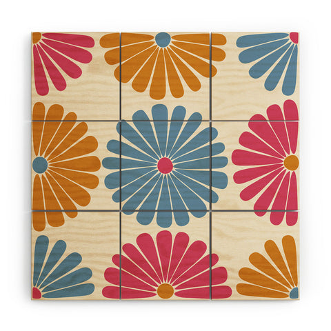 Colour Poems Retro Daisy Multicolor II Wood Wall Mural
