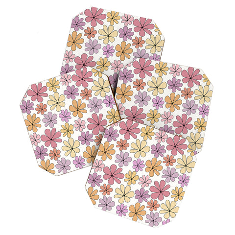 Colour Poems Retro Daisy Multicolor IV Coaster Set