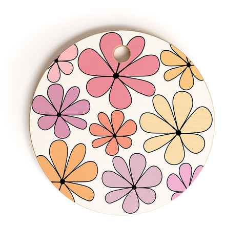 Colour Poems Retro Daisy Multicolor IV Cutting Board Round