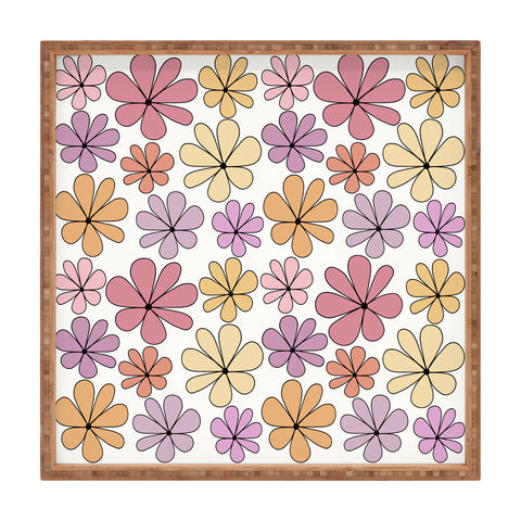 Colour Poems Retro Daisy Multicolor IV Square Tray