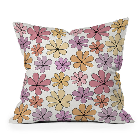 Colour Poems Retro Daisy Multicolor IV Throw Pillow
