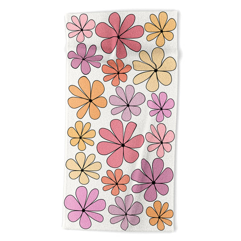 Colour Poems Retro Daisy Multicolor IV Beach Towel