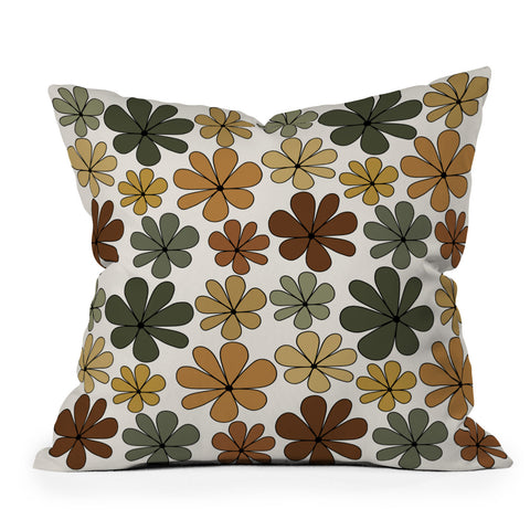 Colour Poems Retro Daisy Multicolor IX Throw Pillow