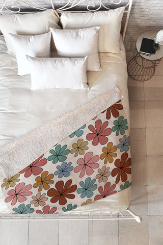 Colour Poems Retro Daisy Multicolor XII Fleece Throw Blanket