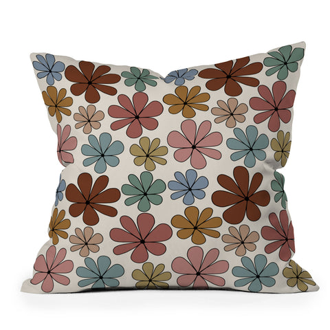 Colour Poems Retro Daisy Multicolor XII Throw Pillow