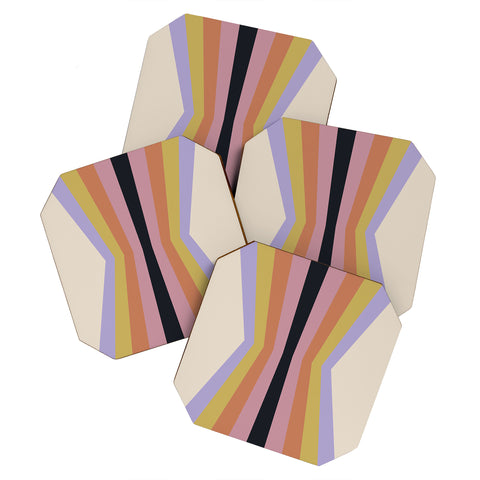 Colour Poems Retro Stripes Reflection IV Coaster Set