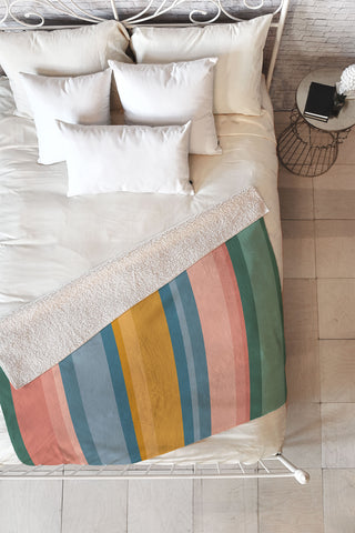 Colour Poems Retro Stripes XVI Fleece Throw Blanket