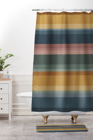 Colour Poems Retro Stripes XXVI Shower Curtain And Mat