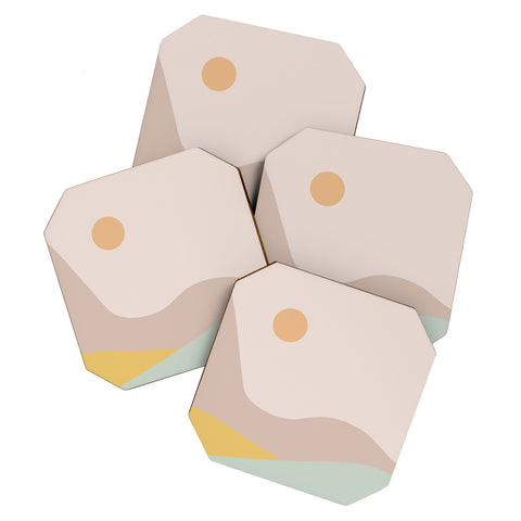 Colour Poems Rolling Hills Minimalism II Coaster Set