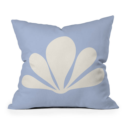 Colour Poems Tropical Plant Minimalism Blue Outdoor Throw Pillow
