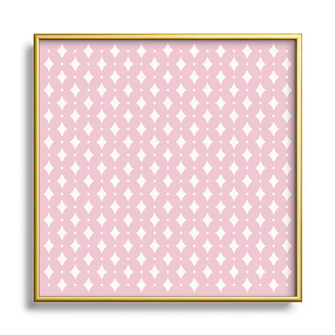 Colour Poems Vintage Jewels Blush Pink Square Metal Framed Art Print