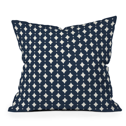 Colour Poems Vintage Jewels Navy Blue Outdoor Throw Pillow