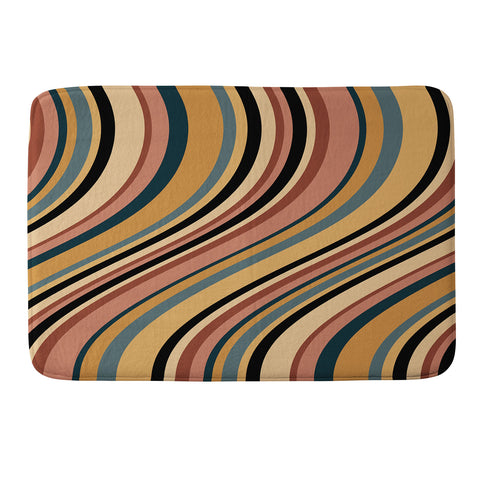 Colour Poems Wavy Retro Stripes I Memory Foam Bath Mat