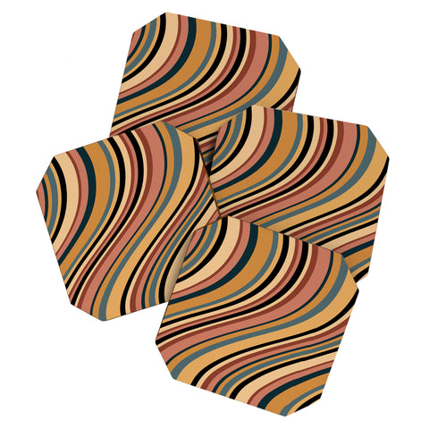 Colour Poems Wavy Retro Stripes I Coaster Set