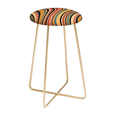 Colour Poems Wavy Retro Stripes I Counter Stool