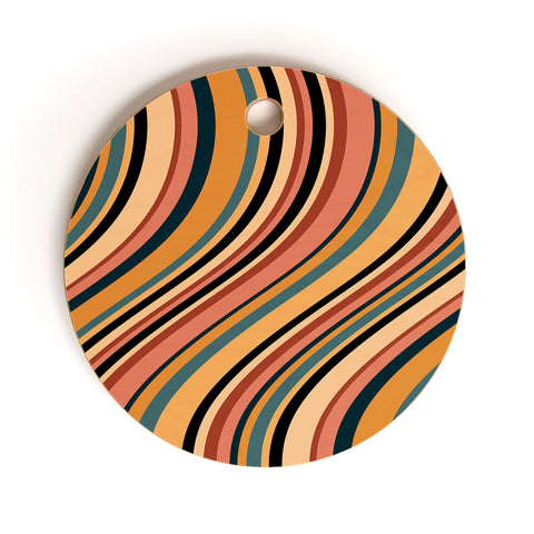 Colour Poems Wavy Retro Stripes I Cutting Board Round