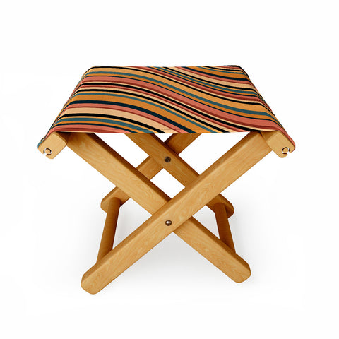 Colour Poems Wavy Retro Stripes I Folding Stool