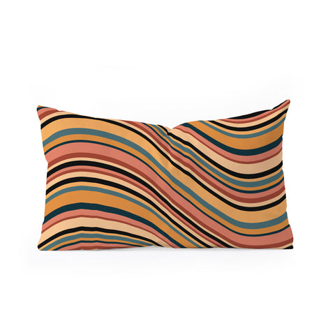 Colour Poems Wavy Retro Stripes I Oblong Throw Pillow